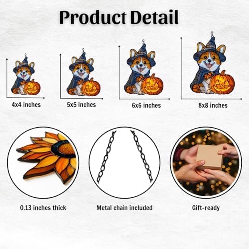 Cute Halloween Corki Acrylic Suncatcher - Image 2