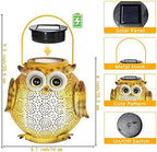 2 Pack Hanging Solar Lanterns - Garden Light Waterproof Metal Decorative Solar Lantern Lights Outdoor for Patio Yard Table Pathway with Owl Pattern - Image 3
