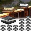 16 Pack Solar Post Cap Lights 4x4, Dual-Color Waterproof Fence Post Solar Lights, Fits 4x4 Vinyl or 3.5x3.5 Wood Posts, Dusk to Dawn Outdoor Lighting for Deck, Garden & Porch Decor, Black by ICERONALLC