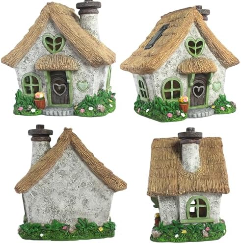 PRETMANNS Solar Fairy House for Outside, Green, 7.56" High - Image 6