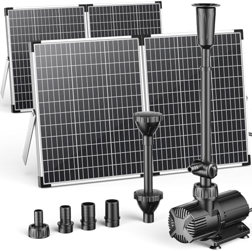 Antfraer 120W Solar Pond Pump, Solar Water Pump with 1600GPH Adjustable Flow & Dry-Run Protection, Solar Water Fountain Pump & Dual Solar Panels for Outdoor Pond Garden Waterfall Water Features by Antfraer