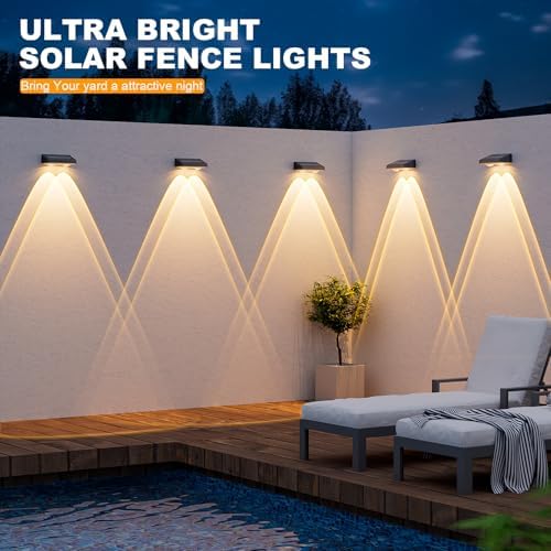 NIORSUN Solar Fence Lights,8 Pack Deck Light,Led Lights Warm White Outdoor Wall Lights,IP45 Solar Powered Light Waterproof for Backyard/Pool/Railing/Patio/Porch/Step/Outside/Garden (Black) - Image 6