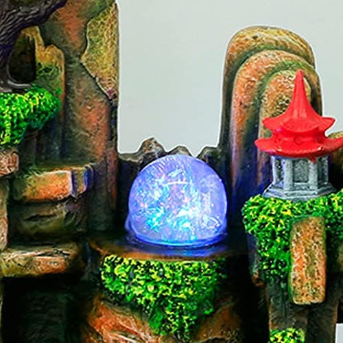 LuuChain Rockery Water Fountain Tabletop Mountain Cascading Waterfalls Indoor Resin Small Waterfall Fountain with LED Lamp for Office Iving Living Room Office Decoration - Image 3