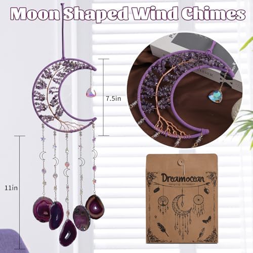 Amethyst Crystal Suncatcher Moon Hanging Sun Catchers Wall Decor - Image 5