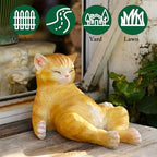 Sleeping Orange Cat Statue Outdoor Garden Decor, Realistic Resin Garden Cat Figurine, Indoor/Outdoor Decor, Heartwarming Memorial Gift for Cat Lovers, Lifelike Feline Sculpture for Patio & Yard - Image 7