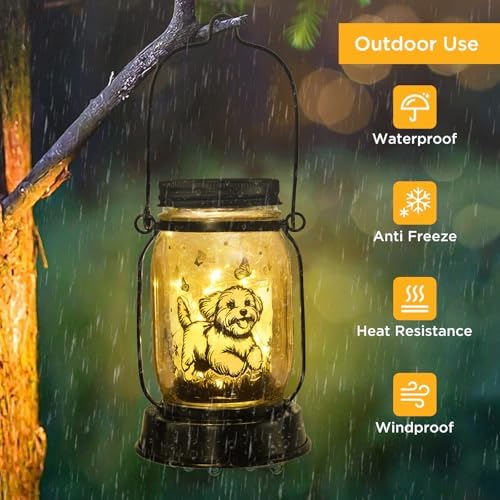kyoryuger Maltese Dog Gifts for Women/Men Maltese Solar Lanterns Birthday Dog Lovers Lantern Pet Loss Dog Memorial Lights Solar Garden Decoration for Yard, Patio,Backyard,Porch Torches Light - Image 5