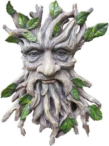13.2" Real Tree Face Hugger Statue, Resin Elves Sculpture with Foliage Features, Large Outdoor Tree Hugger for Yard Art, Halloween Trees Decorations Outdoor Wall Mounted Statue by EuirostWelcometovisit