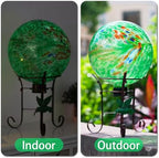 10" Diameter Garden Gazing Balls with Metal Stand for Garden(Green) - Image 4