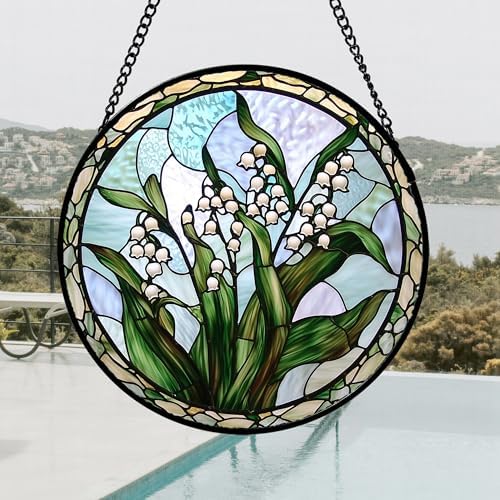 Stained Glass Window Hanging Lily of The Valley Gift for Women 12" - Image 3