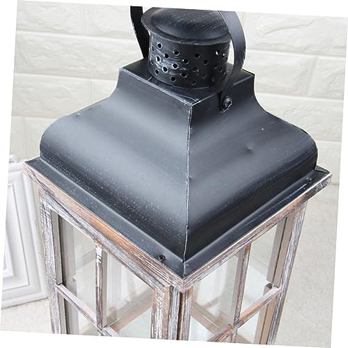 Vintage Wooden Wall Hanging Candle Lantern Iron Holder for Veranda Terrace - Image 5