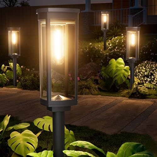 NEWMESSI Solar Powered Pathway Lights, 4 Pack, Warm White, IP65 by NEWMESSI