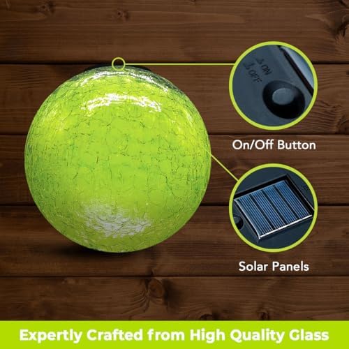 Briarwood Lane Everyday Gazing Ball 10x10 Green Cracked Solar LED Gazing Ball - Image 6