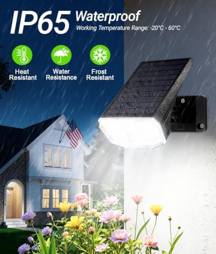 LETMY 6 Pack Solar Spot Lights Outdoor, 104 LED Solar Spotlights, IP65 Waterproof Solar Powered Outdoor Lights, Auto On/Off, Solar Lights Outdoor for Yard, Garden, Patio, Wall, Tree & Flag, Cool White - Image 5