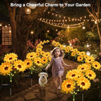 4Pack Sunflower Solar Lights Outdoor Waterproof Stake Light for Pathway - Image 2