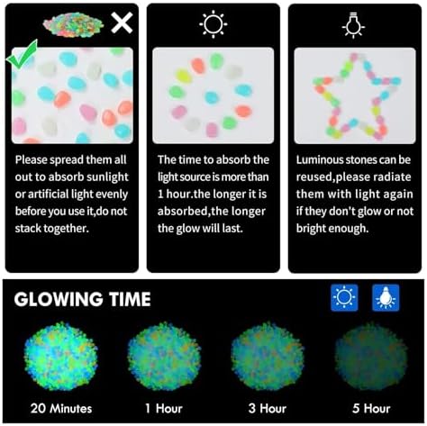 Decorative Rocks 500pcs Luminous Stones Glow in The Dark Rocks Outdoor Decorative Stones Garden Pebbles Glowing Rocks DIY(Color3) - Image 7