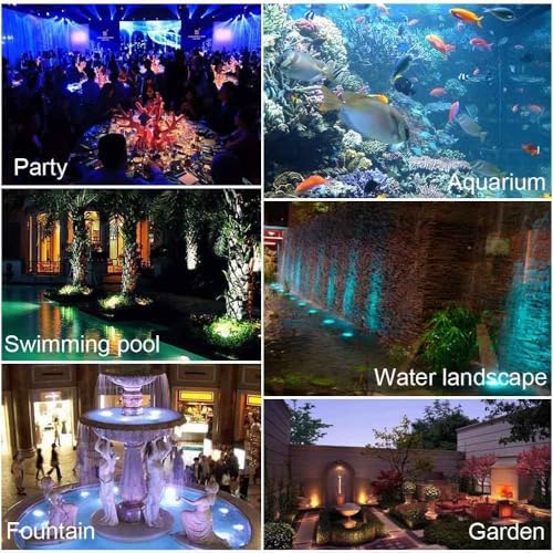 Colored Pond Lights with Timer, RGB Weighted Fountain Light IP68 Waterproof, Dimmable Outdoor Landscape Lights Fish Tank Pond Fountain Garden, 3 Lights - Image 7