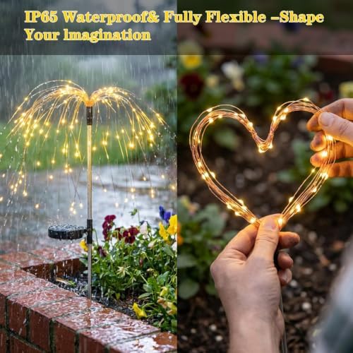 4-Pack Solar Firework Lights for Outside Waterproof Garden Fairy Lights - Image 4
