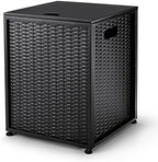 Propane Metal Tank Cover Table for Gas Fire Pits, Hides Any Standard 20lb Propane Tanks, 16-inch Hideaway Table with Side Handles, Black by EmbraceChangeEmbraceLife
