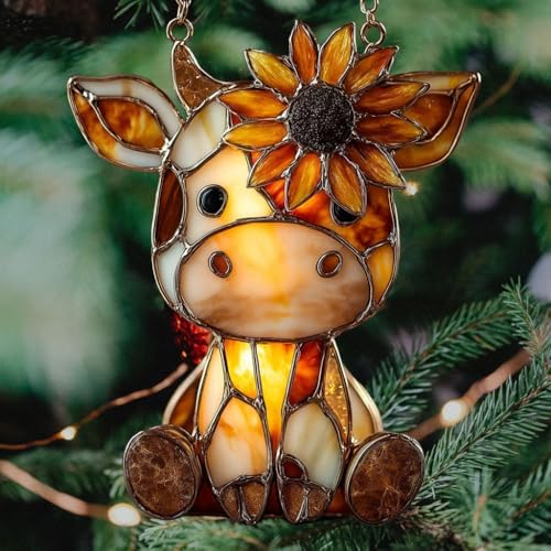 Cow and Sunflower Lover Mosaic Acrylic Suncatcher - Image 4