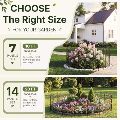 KIMAZO 32.5in (H) x 10ft (L) Tall Decorative Garden Fence - 7 Pack Garden Fencing, Rustproof Metal Wire Panel Border Animal Barrier for Dog, Flower Edging for Yard Landscape Patio Outdoor Decor - Image 7
