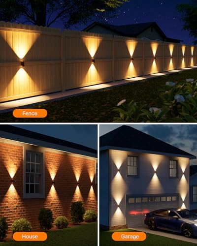 8 Pack Warm White Solar Power Fence Lights Outdoor Wall Up and Down - Image 3