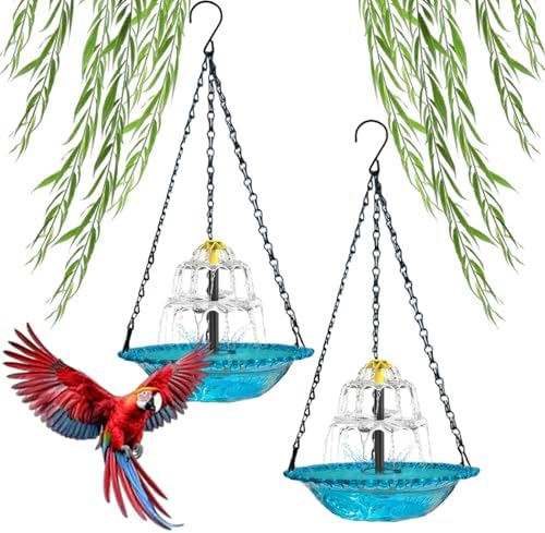 Solar Cascade Hanging Bird Bath Fountain, Metal Solar Powered Birdbath with Water Pump, Large Humming Birds Baths Fountains for Outdoor Garden Decor (Three-Tiered Fountain * 2) by Unknown