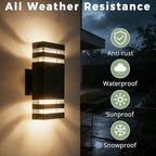 JYV Square Outdoor Wall Lights, Up and Down Outdoor Lighting, Black - Image 2