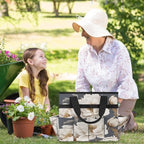 White Garden Tool Bag Organizer Heavy Duty Floral Flowers Gardening Tote Bag with 10 Pockets for Women Men Gardening Gifts - Image 6