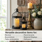 Vela Lanterns Decorative Bird Cage Candle Holders, Medium & Mini, Black - Image 3