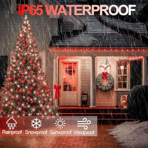 Solar Christmas Lights Outdoor, 6 Pack Solar String Lights Red and White - Image 2