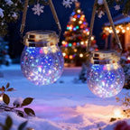 Hang Outdoor Solar Lights Waterproof, 2 Pack 30LED Cracked Glass Ball Decorative Lanterns, Solar Powered Landscape with Handle for Yard Patio Fence House Holiday Decor, Birthday Gift for Women by VGE