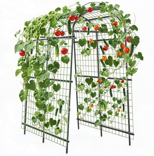 Garden Arch Trellis, 7.5FT Extra Tall Polyethylene-Coated Stainless Steel Garden Trellis for Cucumbers, Melons, Vegetables, Peas, Tomatoes & Climbing Vegetables, Outdoor Rust-Resistant Trellis by EcoSummer
