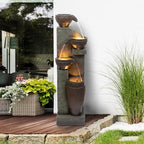 Alpine Corporation 40” Tall Indoor/Outdoor 4-Tier Fountain with LED Lights, Cascading Pot and Bowl Water Feature, Elegant Waterfall for Garden, Patio & Home, Brown - Image 2