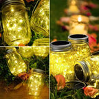 SmilingTown 10 Pack 30 LED Solar Mason Jar Lid String Lights,Fairy Lights Including 10 Pcs Hangers,for Indoor Outdoor Wedding Patio Garden Party Decorations Gift(No Jars) (Warm White) - Image 3