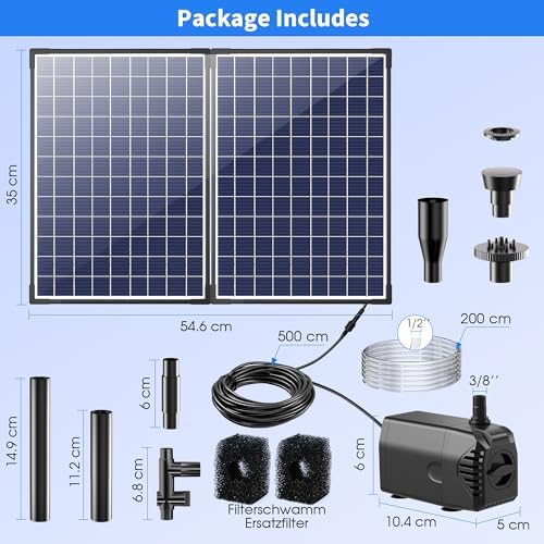Biling 35W Solar Pond Pump 450GPH Dry-Run Protection Quiet Pump For Garden - Image 2