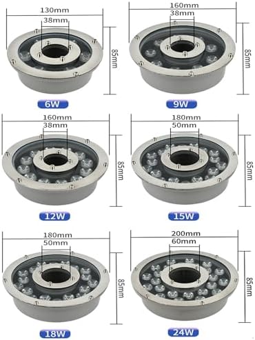 12/24V Submersible RGB Fountain Light - LED Swimming Pool Underwater Lamp, IP68 Waterproof Middle Hole Pond Lighting, Underwater Landscape Lamp with Remote Control(24w(24v)) - Image 2