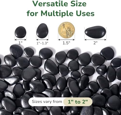 GreatBuddy Black Pebbles for Landscaping, 15 lbs, 1-2 Inch - Image 2