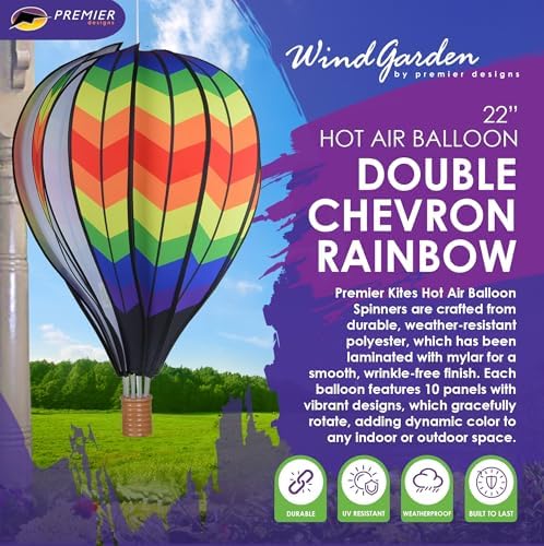 Premier Kites 22 in. Hot Air Balloon - Double Chevron Rainbow - Image 2