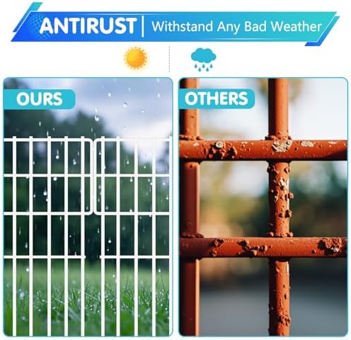26 Panels No Dig Fence, 28ft(L) x 17in(H) Dog Digging Fencing Barrier, 1.2in Gap Animal Barrier for Bottom of Fence, Rustproof Metal Garden Edging Border Ground Defense for Outdoor Patio, White - Image 6