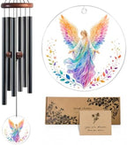 Angel Wind Chimes for Outside, Deep Tone Outdoor Wind Chime with Colorful Wind Catcher, 6 Aluminum Tubes, Garden Porch Patio Decor, Memorial & Birthday Gift by Pvifvi