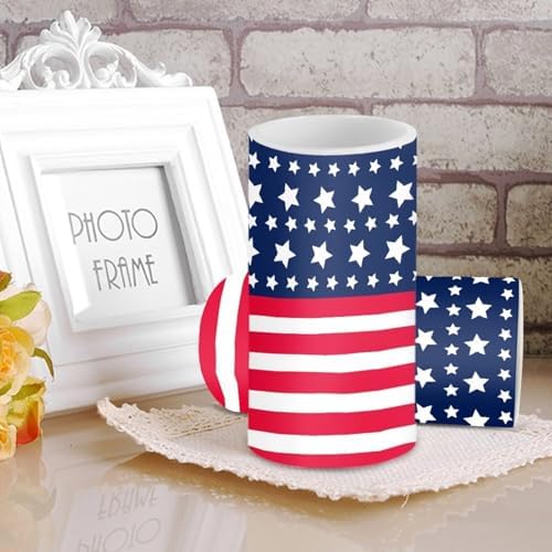 American Flag Flameless Candles Battery Operated LED Candles with Color Changing Timer Remote Control Plastic Pillar Flameless Lights for 4th of July Patriotic Decoration - Image 2