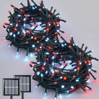 QITONG 2 Pack Red and White Solar String Lights, Each 66ft 200 LED Solar Christmas Lights Outdoor Waterproof, 8 Modes Solar Twinkle Light for Outside by QITONG