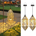 Big Outdoor Solar Lanterns Waterproof Garden Gifts for Women Mom Fairy Moon 12.4‘’ Metal Garden Lanterns Hanging Light for Patio Backyard Decorations, Mothers Day Birthday Gifts (Gold White,2Pack) by Go2garden