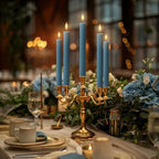 12 Pack, 10" LED Flameless Blue Fluted Ribbed Grooved Taper Candles with 2 Remotes & 24h Timer Memory, On/Off Button, Dimmable, Flicker Mode, Battery Operated, Christmas Menorah Wedding - Image 7