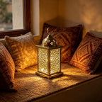 Candlestick Candle Barrels Moroccan Style Retro Lanterns Projection Lights Hollowed-Out Decorations Home Ramadan Hanging Outdoor Indoor Courtyard Porch Festival Weddings - Image 5