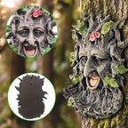 12" Real Tree Face Hugger Statue, Outdoor Garden Resin Bird Feeder Sculpture with Foliage Features, Fairy Elve Accent Yard Art, Halloween Trees Decorations Outdoor Wall Mounted Statue - Image 7