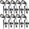 HIBOITEC 10 Pack Low Voltage Landscape Spotlights, 12W CRI90 COB 36° Outdoor Spot Lights, 2900K ETL Listed Waterproof Wired Tree Uplights for Yard, Flagpole, House, Garden, with 10 Pairs Connectors by HIBOITEC