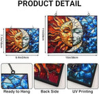 Rectangle Sun and Moon Suncatchers for Windows, Stained Glass Window Hangings,Hand-Painted Glass Panel Perfect for Home Décor - Image 3
