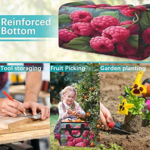 Fruits Garden Tool Bag Organizer Heavy Duty Raspberries Gardening Tote Bag with 10 Pockets for Women Men Gardening Gifts - Image 7