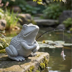 Larger Frog Statues Garden Pond Decor - 8.3" Funny Fishing Frog Statue Outdoor Garden Statue & Koi Pond Decor, Animals Sculpture & Figurine Accessory for Patio, Lawn, Yard Decoration, Gift for Mom by DHOBY+GHAUT
